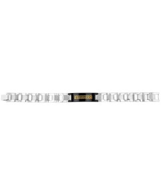 Stainless Steel Greek Key Black And Silver 20.3cm Bracelet