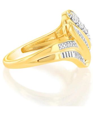 Luminesce Lab Grown 0.20Ct Diamond Wave Ring In 9ct Yellow Gold, M