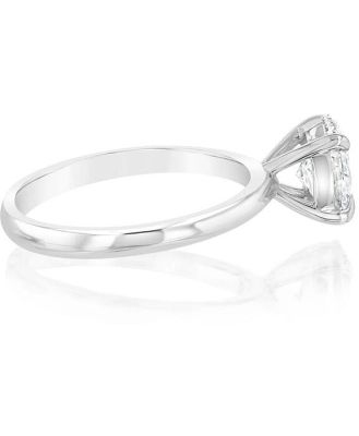 Luminesce Lab Grown 14ct White Gold 1 Carat Certified Oval Solitaire Engagement Ring