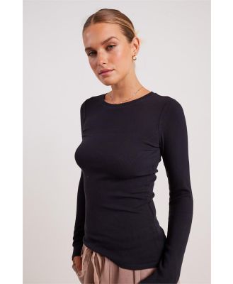 Stylerunner Refine Fine Rib Long Sleeve Tee Onyx