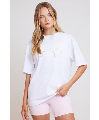 Stylerunner Wannabee Diamante Oversized Tee Bright White