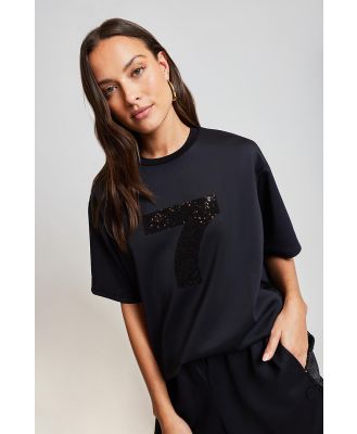 7 Days Active Sequined Basket Tee Black