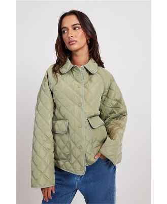 Aimn Quilted Femme Jacket Pale Khaki