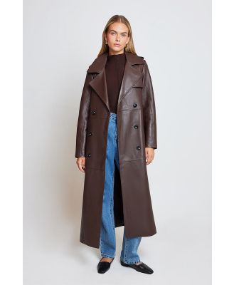 Ena Pelly Claudia Leather Trench Seal Brown