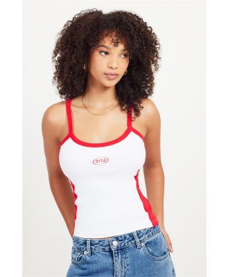 Ena Pelly Fitted Sports Tank White/Red