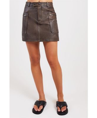 Ena Pelly Lennie Leather Mini Skirt Worn Brown