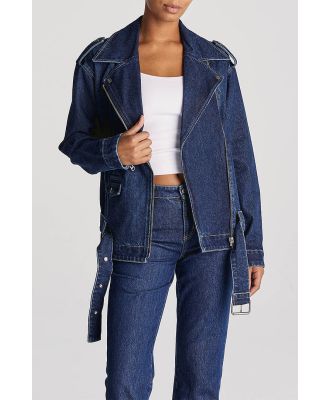 Lee Signature Oversized Biker Jacket Blue