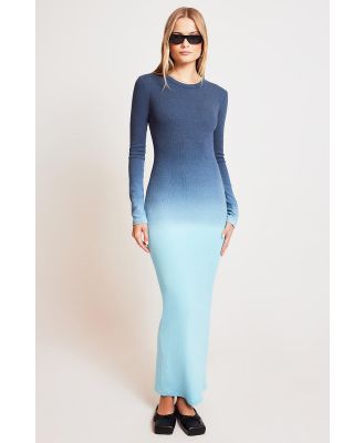 Muma World MW x SR Gradient Ribbed Long Sleeve Maxi Dress Navy/Blue