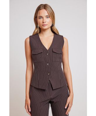 Ode Alexis Utility Vest Cedar Pinstripe