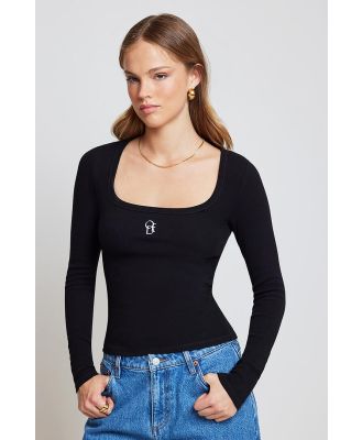 Ode Codi Long Sleeve Scoop Tee Onyx