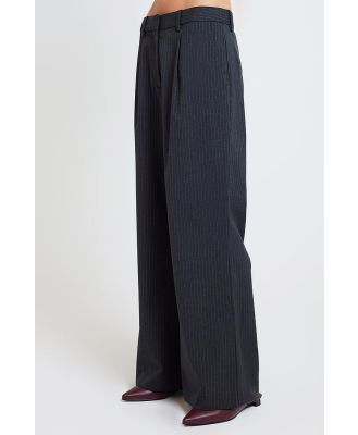 Ode Ellis Split Hem Pant Graphite Pinstripe