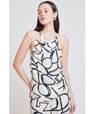 Ode Gene Cowl Halter Mono Print