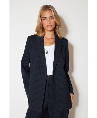 Ode Tommy Double Breasted Blazer Marine Pinstripe