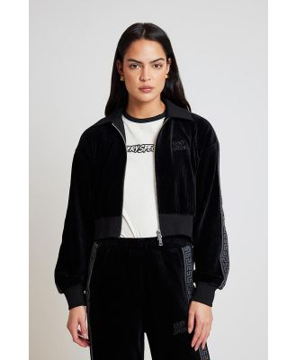 Something Very Special Velour Cord Crop Jacket Black