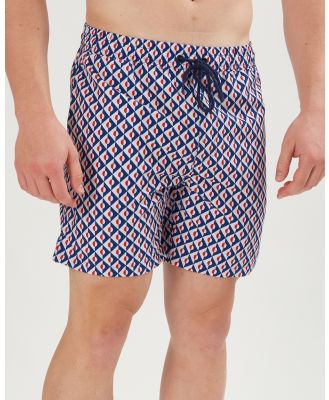 3 Wise Men - 3 Wise Men Kai Navy & Red Beach Shorts - Swimwear (Navy) 3 Wise Men Kai Navy & Red Beach Shorts