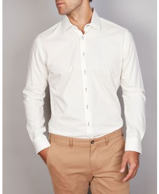 Abelard - Wool Blend Twill Euro Shirt - Shirts & Polos (NATURAL) Wool Blend Twill Euro Shirt