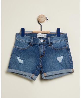 Abercrombie & Fitch - Distressed Denim Shorts - Denim (Medium Destroy) Distressed Denim Shorts