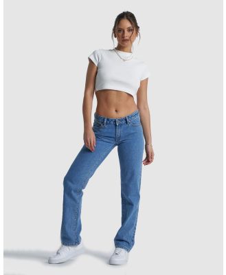 Abrand - 99 Low Straight Jeans - Low Rise (Mid Blue) 99 Low Straight Jeans