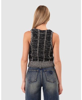 Abrand - Textured Knit Tank - Jumpers & Cardigans (Black/White) Textured Knit Tank