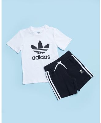 adidas Originals - Adicolor Short Sleeve Tee Set   Kids - 2 Piece (White & Black) Adicolor Short Sleeve Tee Set - Kids