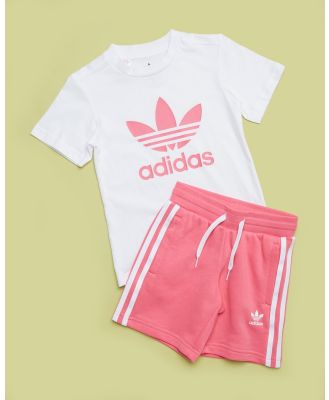 adidas Originals - Adicolor Shorts and Tee Set   Kids - Shorts (Pink Fusion) Adicolor Shorts and Tee Set - Kids