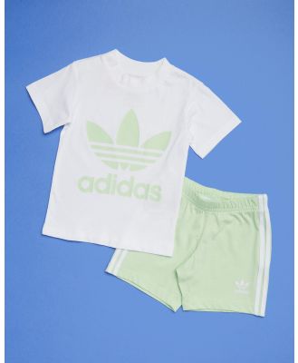 adidas Originals - Short Tee Set   Babies Kids - 2 Piece (Semi Green Spark) Short Tee Set - Babies-Kids