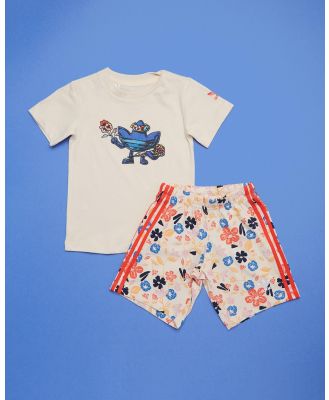 adidas Originals - Short Tee Set   Babies Kids - 2 Piece (Wonder White) Short Tee Set - Babies-Kids