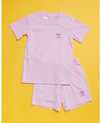 adidas Originals - Shorts and Tee Set   Babies Kids - 2 Piece (Bliss Lilac) Shorts and Tee Set - Babies-Kids
