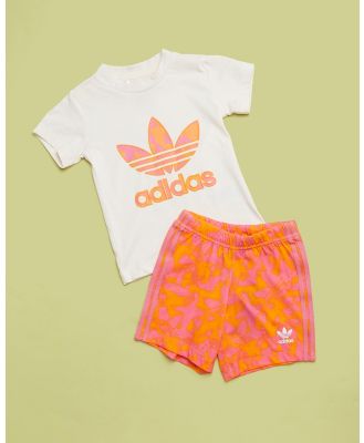 adidas Originals - Shorts and Tee Set   Babies Kids - 2 Piece (Bright Orange & Pink Fusion) Shorts and Tee Set - Babies-Kids