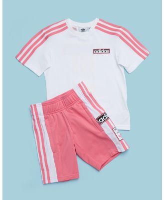 adidas Originals - Shorts and Tee Set   Kids Teens - 2 Piece (Pink Fusion) Shorts and Tee Set - Kids-Teens