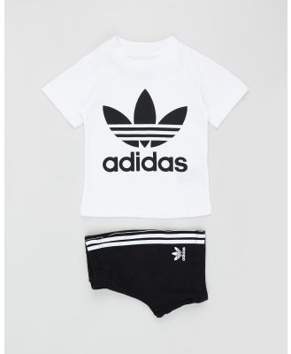 adidas Originals - Trefoil Shorts Tee Set Kids - Long Sleeve T-Shirts (White) Trefoil Shorts Tee Set Kids