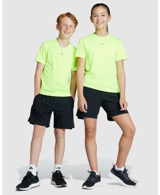 adidas Sportswear - Aeroready 3 Stripes Woven Shorts   Kids Teens - Shorts (Black & Reflective Silver) Aeroready 3-Stripes Woven Shorts - Kids-Teens