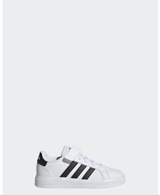 adidas Sportswear - Grand Court Court Elastic Lace and Top Strap Shoes Kids - Performance Shoes (Cloud White / Core Black / Core Black) Grand Court Court Elastic Lace and Top Strap Shoes Kids