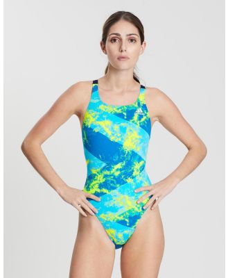 adidas Swim - Infinitex + Pulse Allover Print Swimsuit - One-Piece / Swimsuit (Yellow, Ice Yellow & Icy Blue) Infinitex + Pulse Allover Print Swimsuit