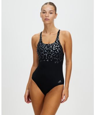 adidas Swim - Infinitex Rubber Print Swimsuit - One-Piece / Swimsuit (Black & Matte Silver) Infinitex Rubber Print Swimsuit