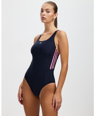 adidas Swim - Mid 3 Stripes Swimsuit - One-Piece / Swimsuit (Legend Ink & Bliss Pink) Mid 3 Stripes Swimsuit