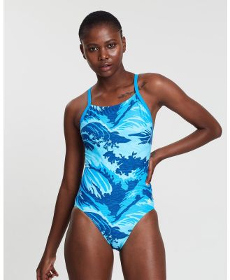 adidas Swim - Parley Allover Print Infinitex Drive Swimsuit - One-Piece / Swimsuit (Bright Blue & Semi Frozen Yellow) Parley Allover Print Infinitex Drive Swimsuit