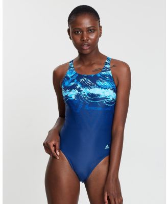 adidas Swim - Parley Placed Print Infinitex Drive Swimsuit - One-Piece / Swimsuit (Bright Blue & Bright Cyan) Parley Placed Print Infinitex Drive Swimsuit