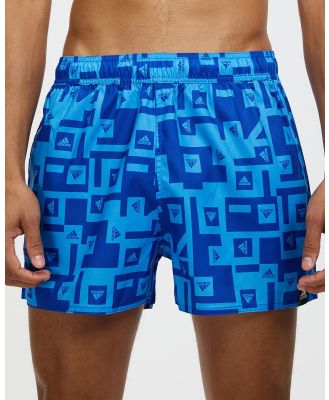 adidas Swim - Very Short Length Graphic Swim Shorts - Swimwear (Royal Blue) Very Short Length Graphic Swim Shorts