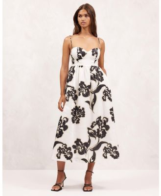 AERE - Bustier Linen Midi Dress - Dresses (Delilah Print) Bustier Linen Midi Dress
