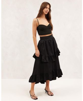 AERE - Frill Hem Midi Skirt - Skirts (Black) Frill Hem Midi Skirt