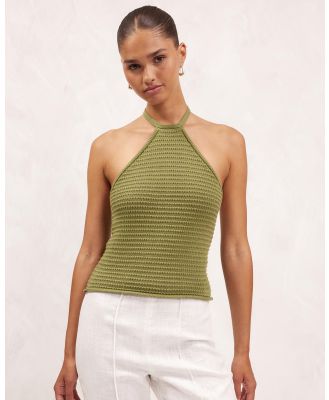 AERE - Knit Halter Top - Tops (Forest Green) Knit Halter Top