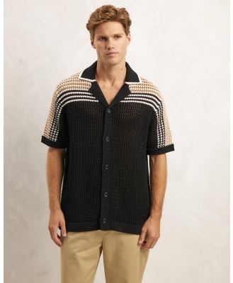AERE - Knit Organic Cotton Resort Polo - Shirts & Polos (Black Stripe) Knit Organic Cotton Resort Polo