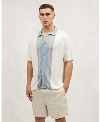 AERE - Linen Knit Polo - Shirts & Polos (Blue) Linen Knit Polo