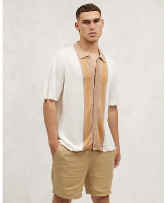 AERE - Linen Knit Polo - Shirts & Polos (Brown) Linen Knit Polo