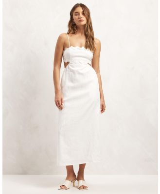 AERE - Linen Wave Tie Back Midi Dress - Dresses (White) Linen Wave Tie Back Midi Dress