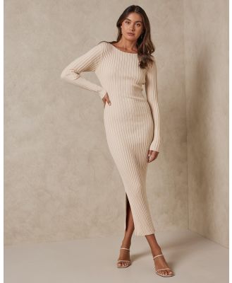 AERE - Organic Cotton Blend Knit Dress - Bodycon Dresses (Neutral) Organic Cotton Blend Knit Dress