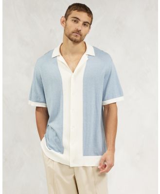 AERE - Organic Cotton Cashmere Blend Polo - Shirts & Polos (Blue & White) Organic Cotton Cashmere Blend Polo