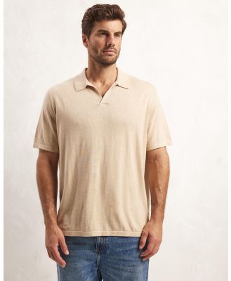 AERE - Organic Cotton Cashmere Polo - Shirts & Polos (Oat Marle) Organic Cotton Cashmere Polo