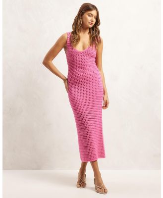 AERE - Organic Cotton Open Knit Slip Dress - Dresses (Medium Pink) Organic Cotton Open Knit Slip Dress